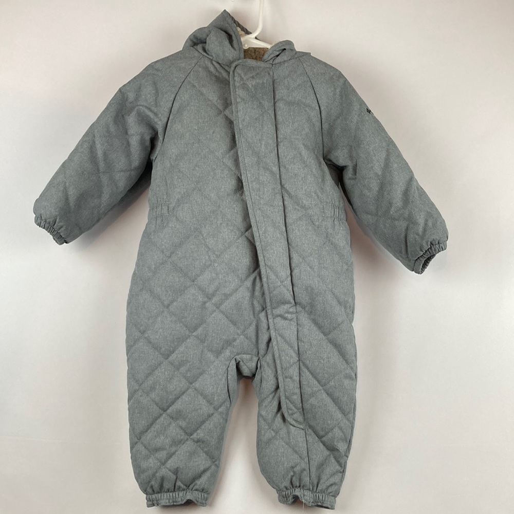 Columbia light gray insulated baby snowsuit 12-18